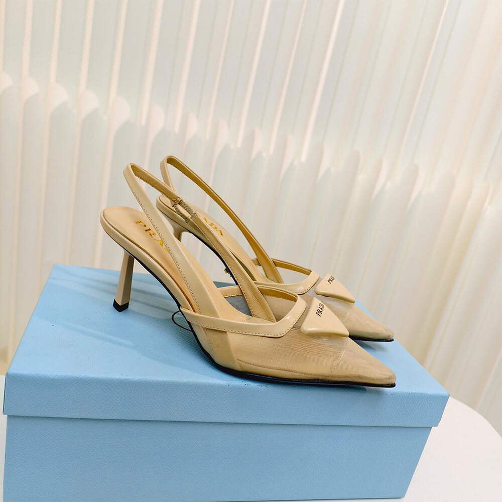 PRADA Mesh fabric slingback pumps