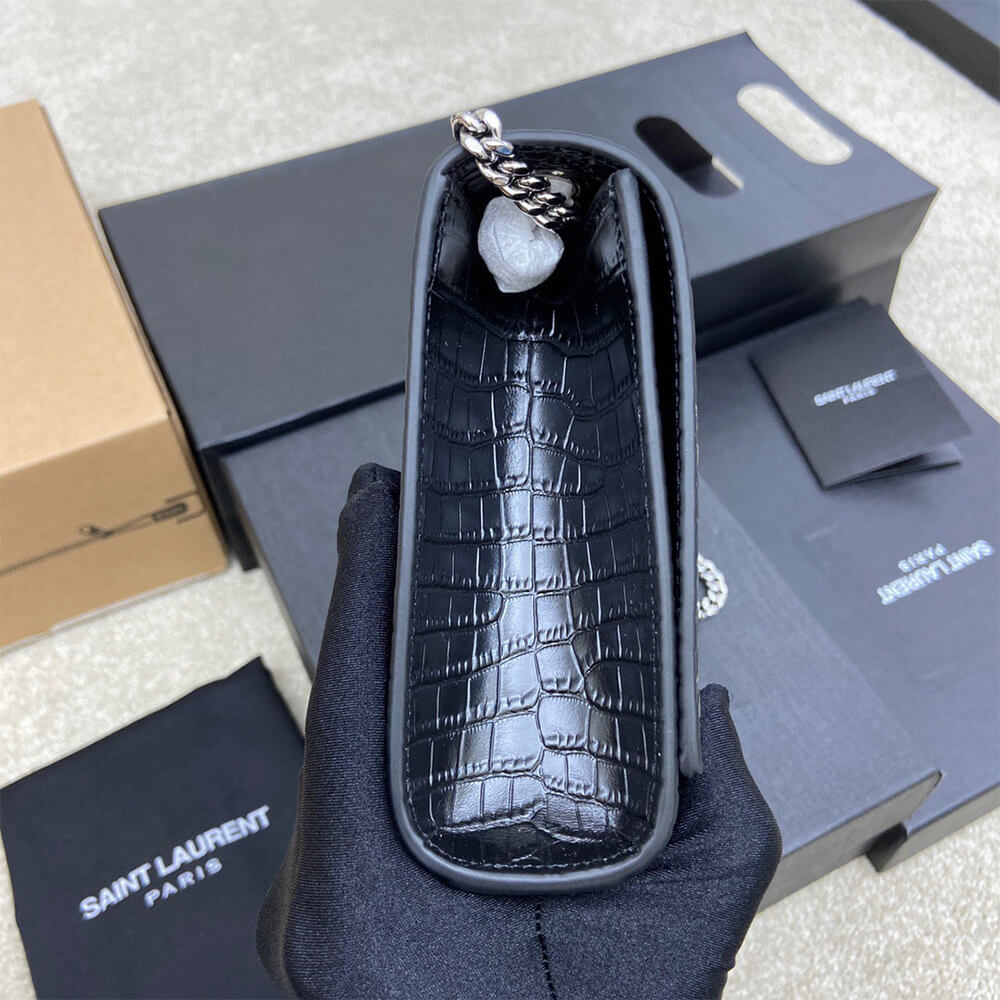 YSL kate medium tassel in crocodile-embossed leather