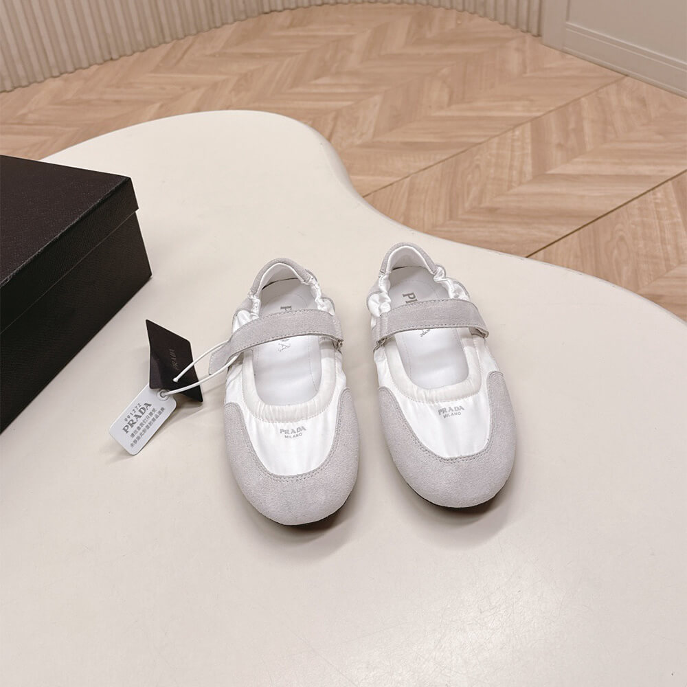 PRADA Re-Nylon and suede ballet flats