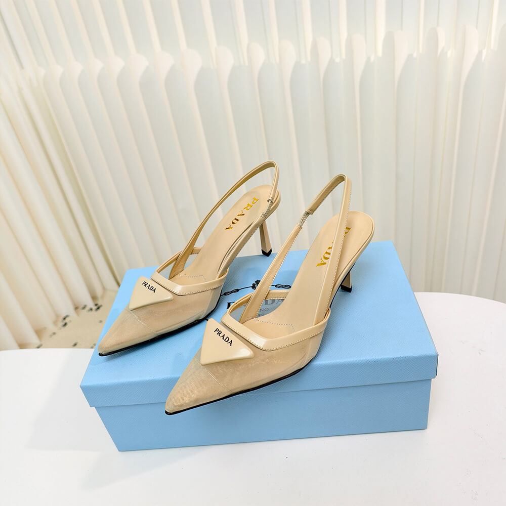 PRADA Mesh fabric slingback pumps